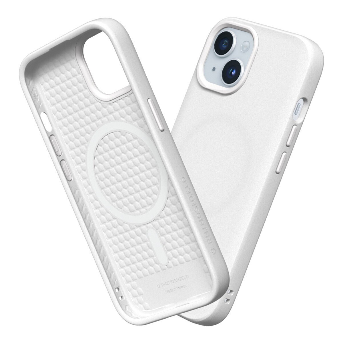 犀牛盾 iPhone 15 Plus SolidSuit MagSafe 兼容 經典防摔手機殼 + 9H 抗藍光鋼化玻璃保護貼 經典白