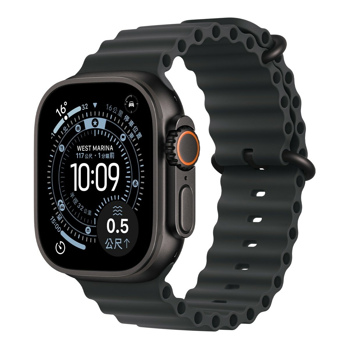 Apple Watch Ultra 3 GPS + 行動網路 49公釐 黑色鈦金屬錶殼 附黑色海洋錶帶
