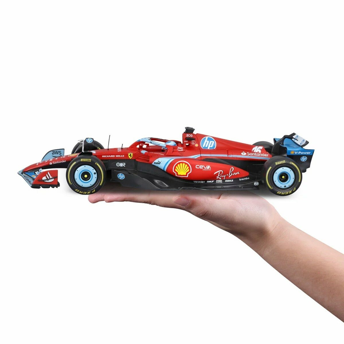 Bburago 1:18 賽車模型 Ferrari SF-24 (#16 Charles Leclerc) 邁阿密大獎賽塗裝 消光紅 / 14歲以上