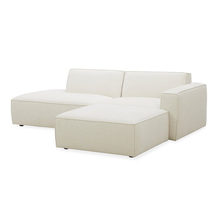 Aiden & Ivy 布面可移動式沙發附腳凳 米