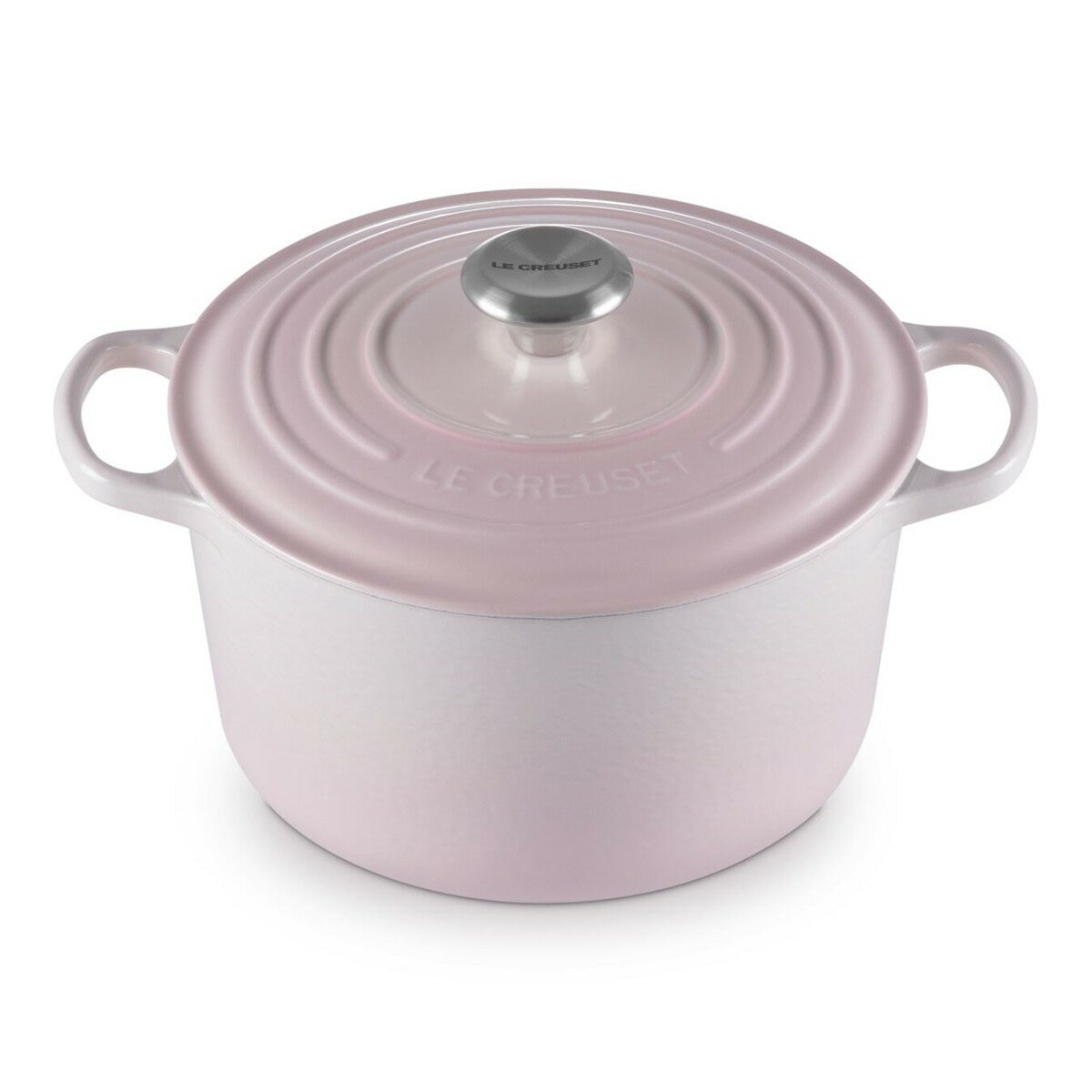 Le Creuset 雙耳圓形鑄鐵深圓鍋 含鋼頭鍋蓋 24公分 貝殼粉