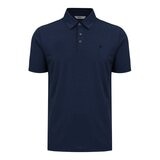 OLZEN 男韓版短袖純色 Polo衫 深藍色