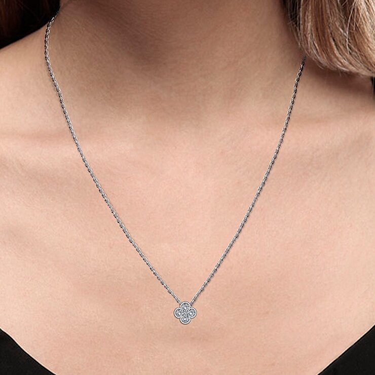 0.50 克拉 14K白K金 圓形鑽石項鍊 VS2/I