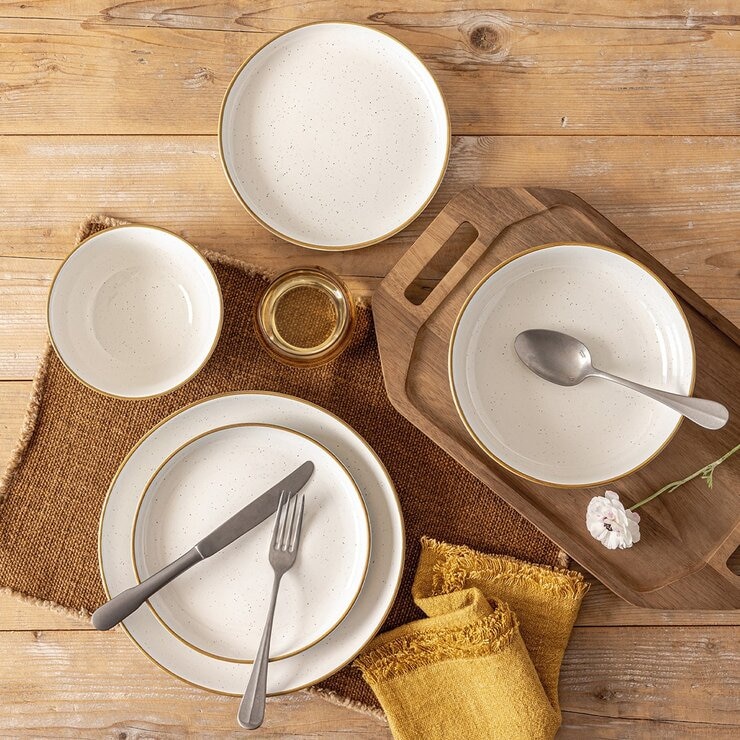 Over & Back 陶製餐具 X 16件組 奶油白