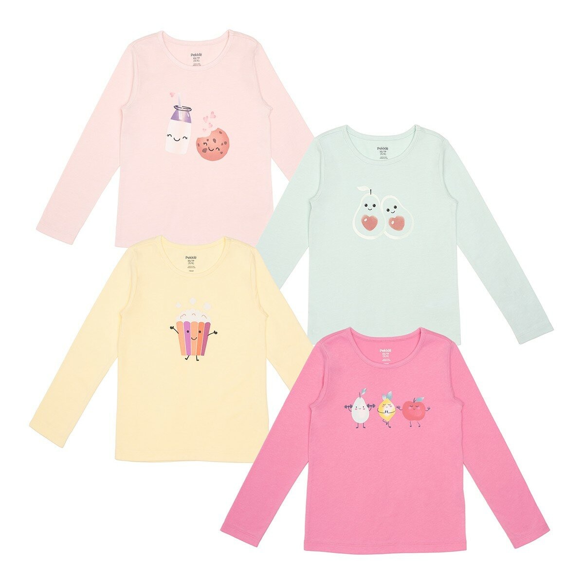 Pekkle 兒童長袖上衣四件組 水果 Pekkle 兒童長袖上衣四件組 水果