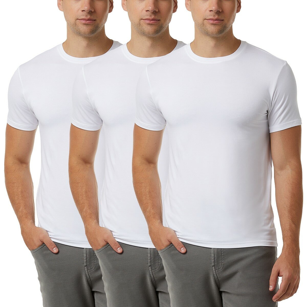 32 Degrees 男短袖涼感上衣三件組 L 白