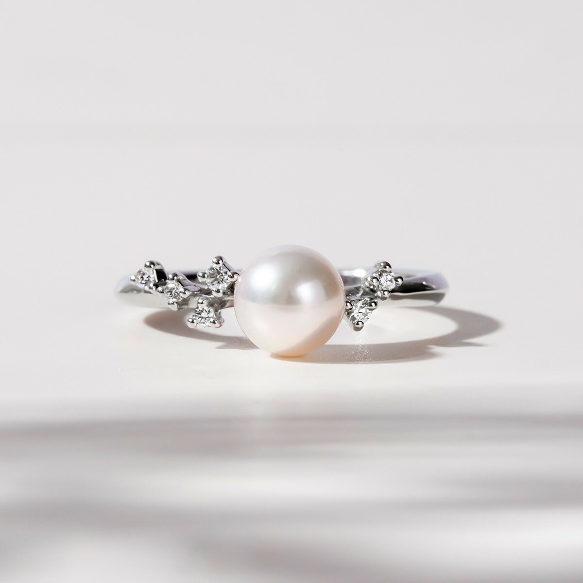 Tokyo Pearl 18K白K金 6.0公釐 - 6.5公釐 Akoya 珍珠戒指