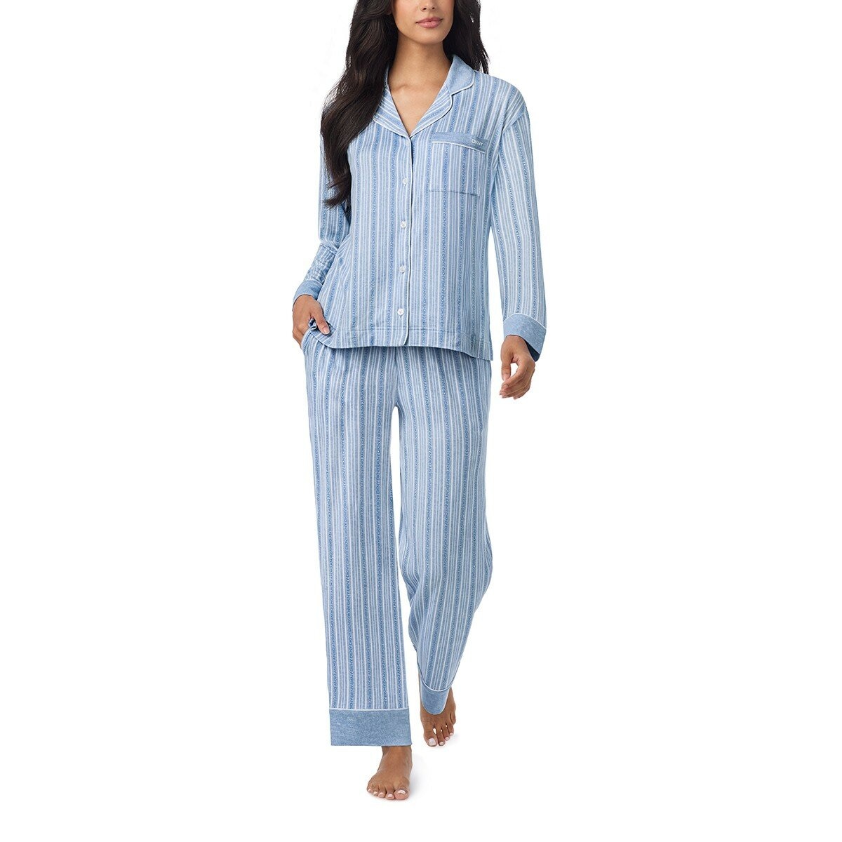 DKNY 女長袖睡衣套組 淺藍