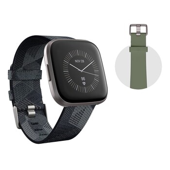 Fitbit 健康運動智慧手錶雙錶帶版 Versa 2 灰框菸灰編織錶帶 Fitbit 健康運動智慧手錶雙錶帶版 Versa 2 灰框菸灰編織錶帶
