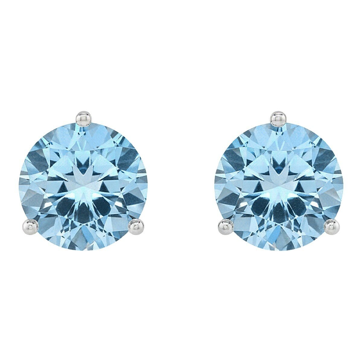 14K白K金 海藍寶石耳環 14K白K金 海藍寶石耳環