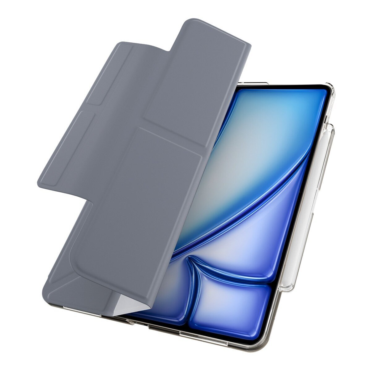 MAGEASY Facet 全方位支架透明背蓋保護套 (筆槽款) 適用於 2025 / M3 - 2024/ M2 iPad Air 13吋 & 2022 - 2020 iPad Pro 12.9吋 阿拉斯加藍