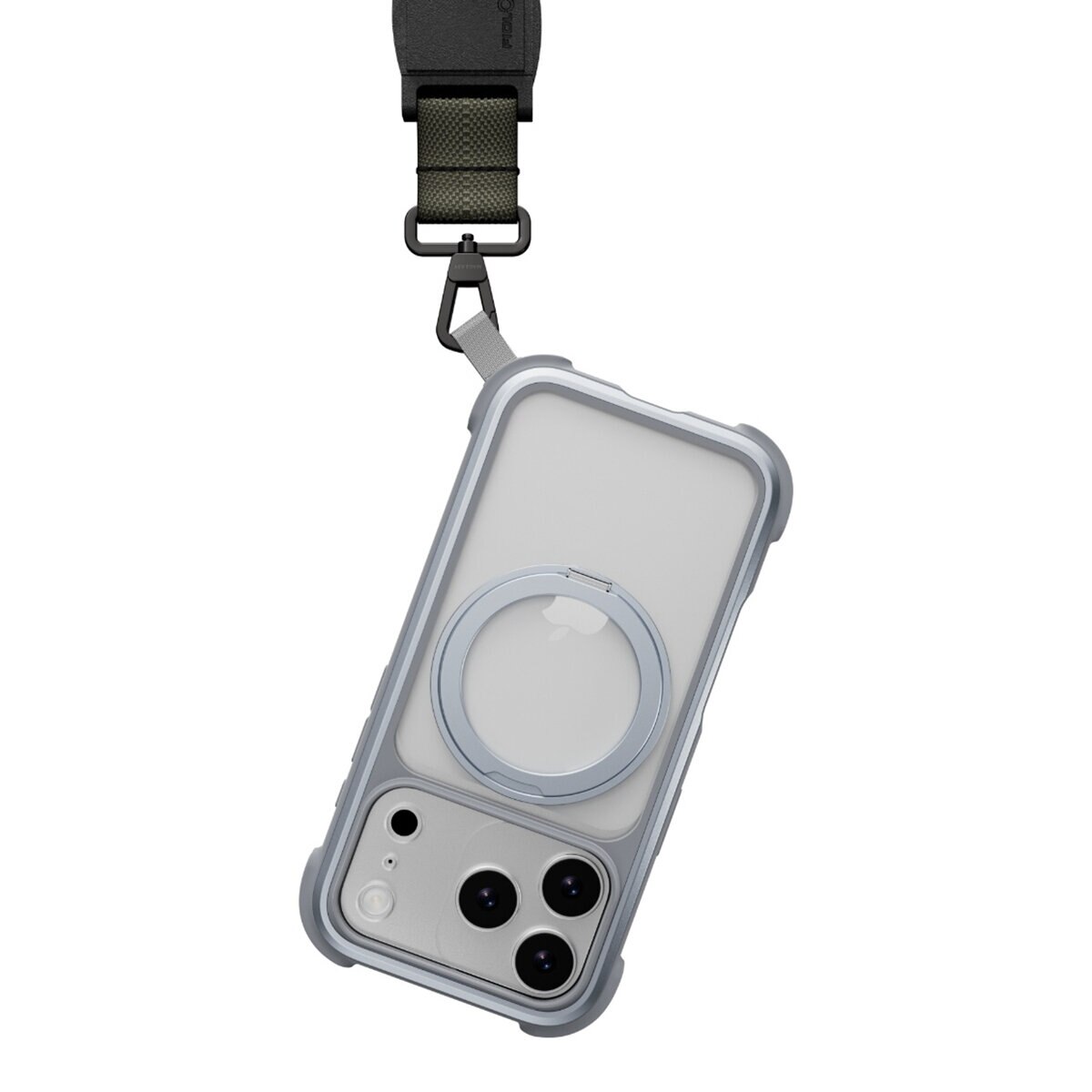 MAGEASY Odyssey Ultra M 終極防摔磁吸支架掛繩手機殼 iPhone 17 Pro(迷霧/岩石灰) + 鏡頭保護貼Lenz(珊瑚) + Vetro 9H 鋼化玻璃保護膜