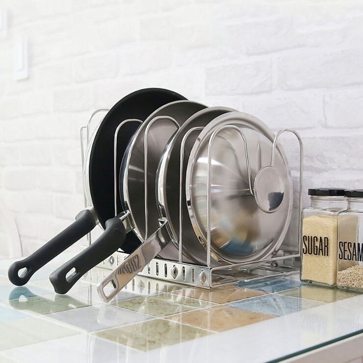 4BNK 不鏽鋼可調式鍋具蓋收納架