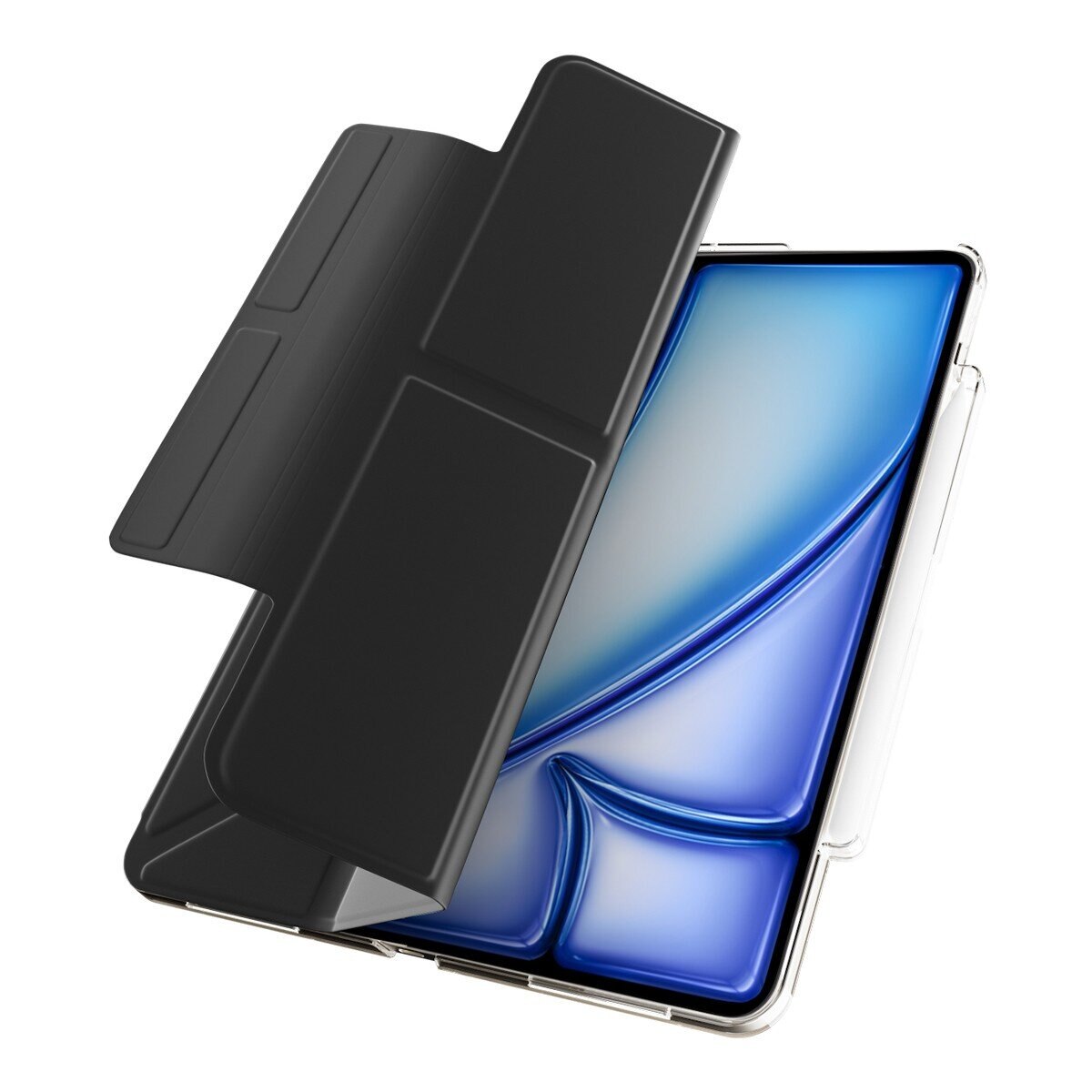 MAGEASY Facet 全方位支架透明背蓋保護套 (筆槽款) 適用於 2025 / M3 - 2024/ M2 iPad Air 13吋 & 2022 - 2020 iPad Pro 12.9吋 黑