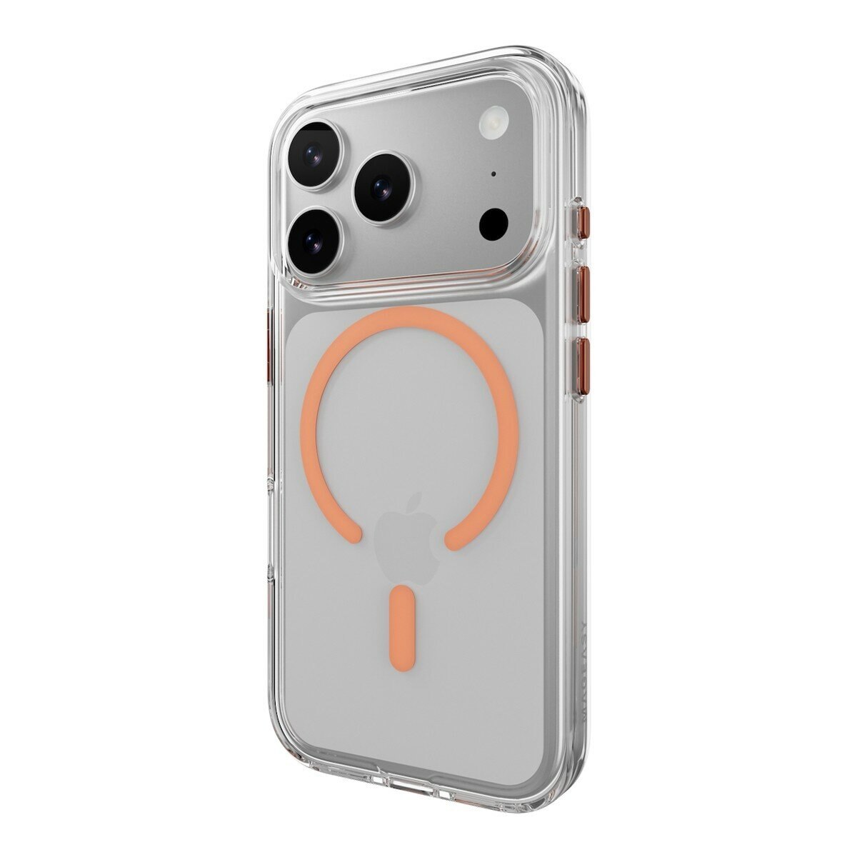 MAGEASY Bright M 不發黃軍規磁吸透明殼 iPhone 17 Pro(珊瑚磁圈) + 鏡頭保護貼Lenz(白色) + Vetro 9H 鋼化玻璃保護膜
