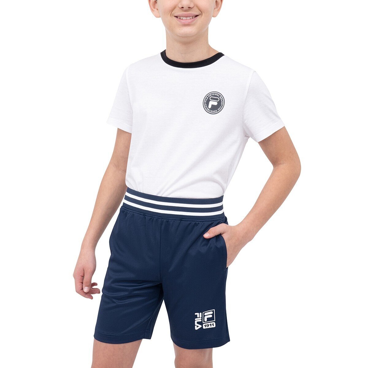 Fila 兒童短褲兩件組 藍/深藍組合 S