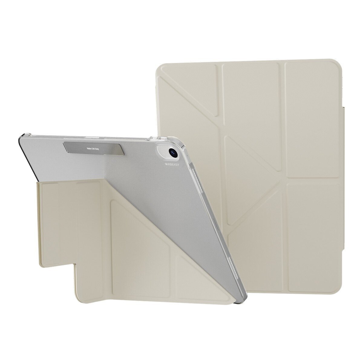 MAGEASY Facet 全方位支架透明背蓋保護套 適用於 2024 iPad Air 13吋 2025 M3 / 2024 M2 星光白
