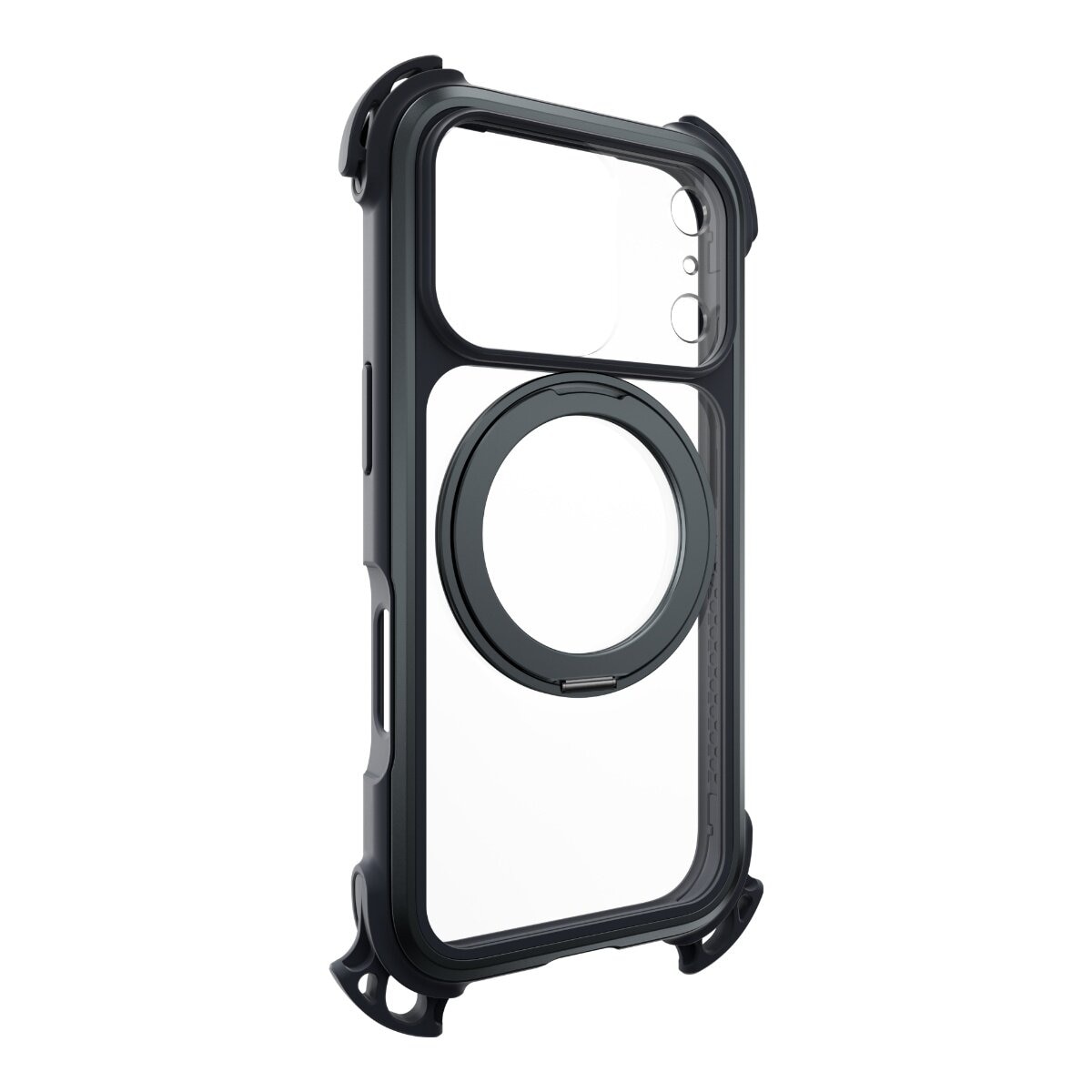 MAGEASY Odyssey Ultra M 終極防摔磁吸支架掛繩手機殼 iPhone 17 Pro(午夜/黑色) + 鏡頭保護貼Lenz(炫彩) + Vetro 9H 鋼化玻璃保護膜