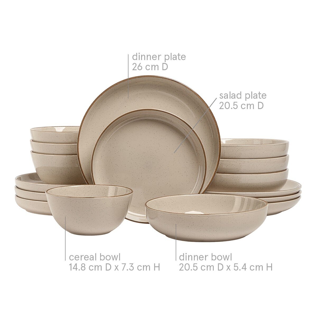 Over & Back 陶製餐具 X 16件 亞麻