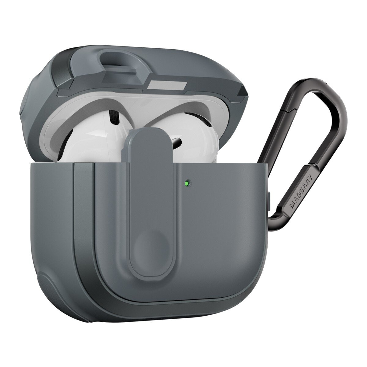 MAGEASY Odyssey 抗衝擊磁扣手繩耳機殼 AirPods 4 金屬灰藍 MAGEASY Odyssey 抗衝擊磁扣手繩耳機殼 AirPods 4 金屬灰藍