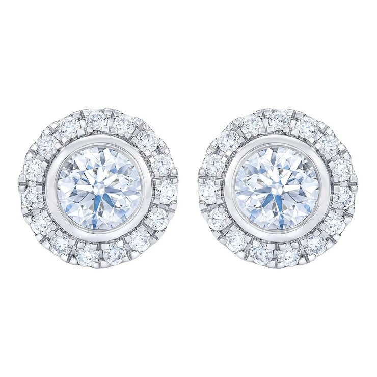 0.60克拉 14K白K金 圓形鑽石耳環 VS2/I