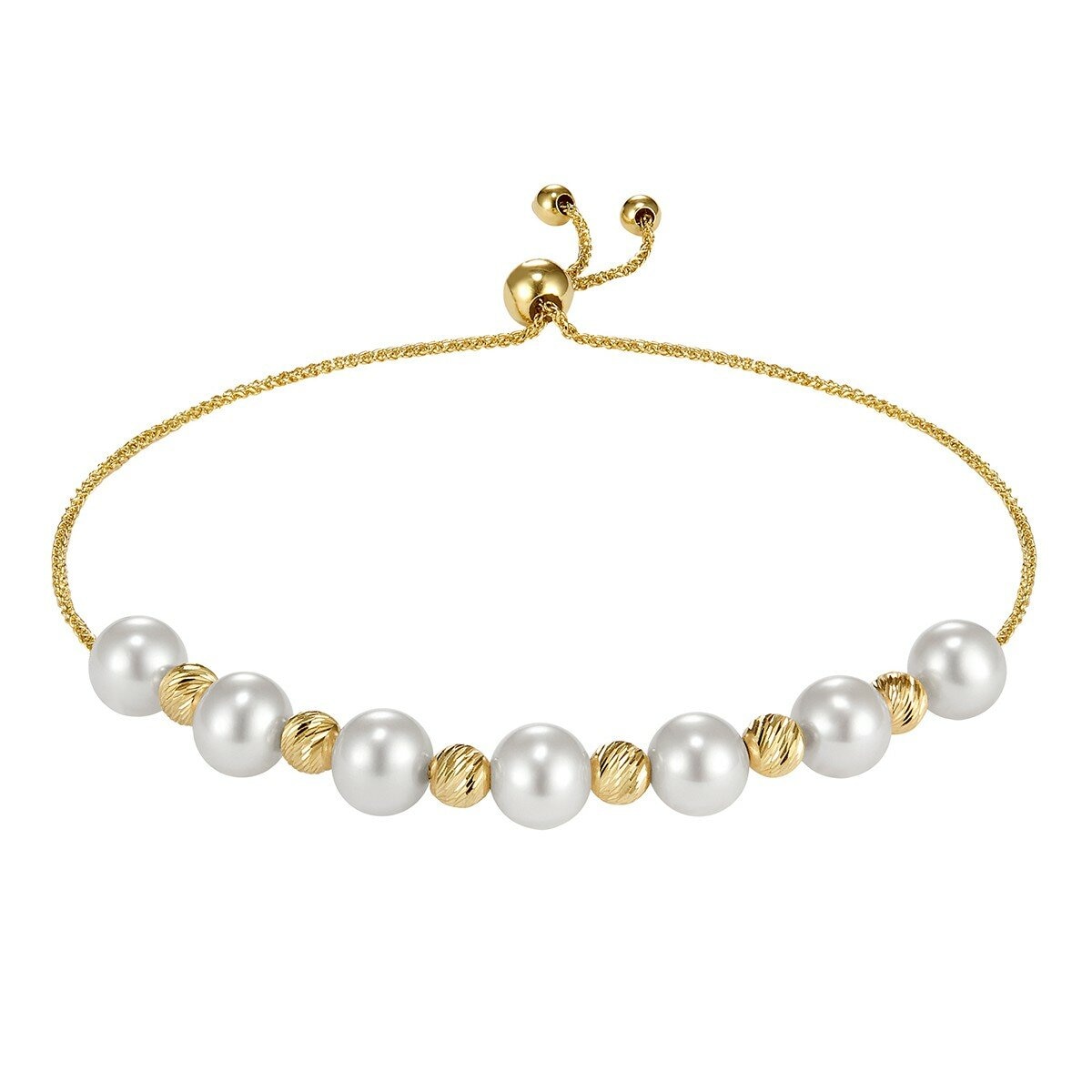 淡水珍珠手鍊 14K黃K金 6公釐-7公釐 淡水珍珠手鍊 14K黃K金 6公釐-7公釐