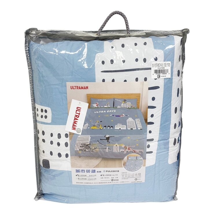 MIT 精梳棉雙人床包 兩用被套 4件組 超人力霸王 城市英雄