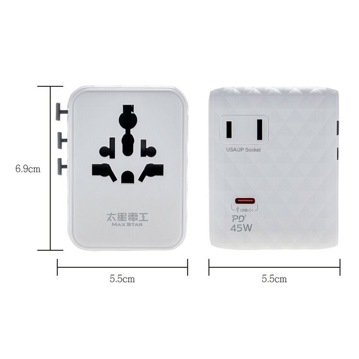 太星電工 萬國高速旅充 PD45W 轉接座兩入裝