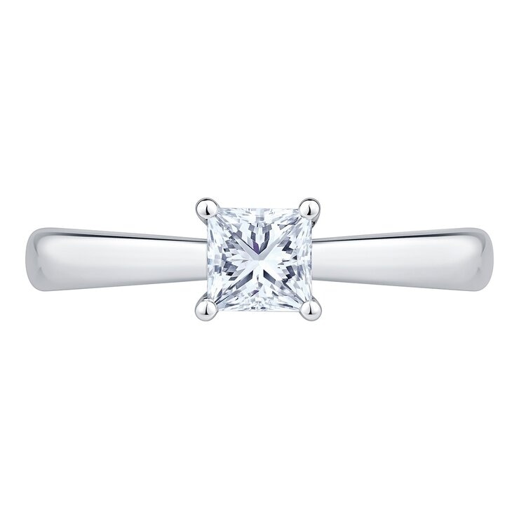 0.50 克拉 18K白K金 方形鑽石戒指 VS2/I