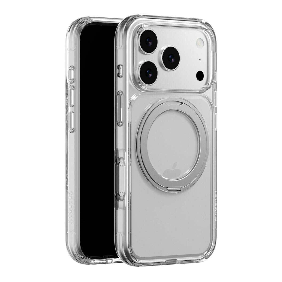 MAGEASY MagStand 360 M 磁吸旋轉支架防摔手機殼 iPhone 17 Pro(透明) + 鏡頭保護貼Lenz 鈦合金 + Vetro 9H 鋼化玻璃保護膜