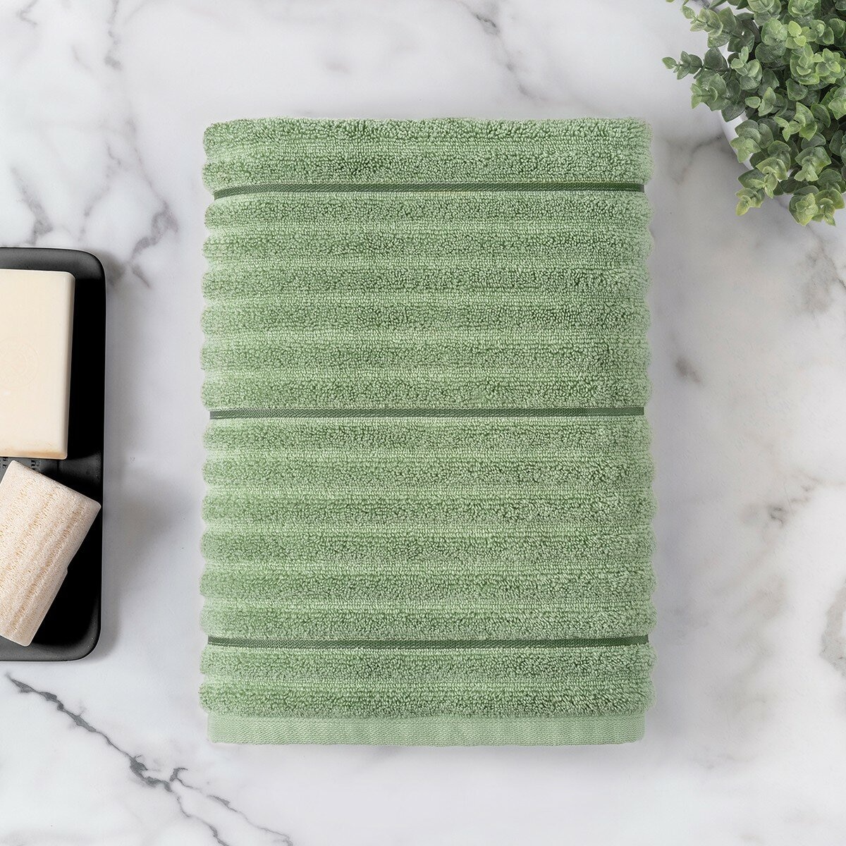 Welhome 波紋純棉浴巾 76公分 X 147公分 綠