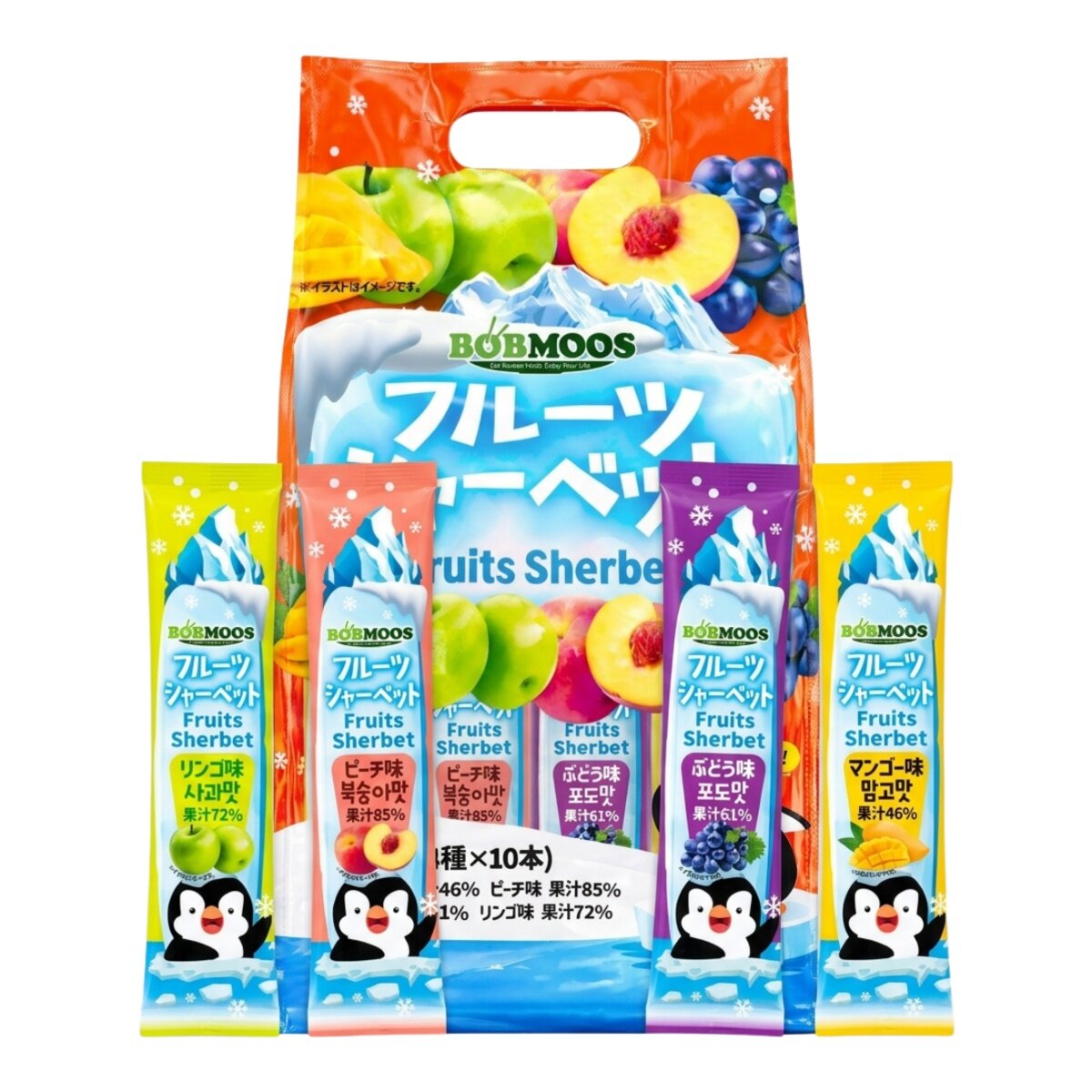 BOBMOOS 綜合水果雪酪果汁條-40入 1406毫升(1600公克)