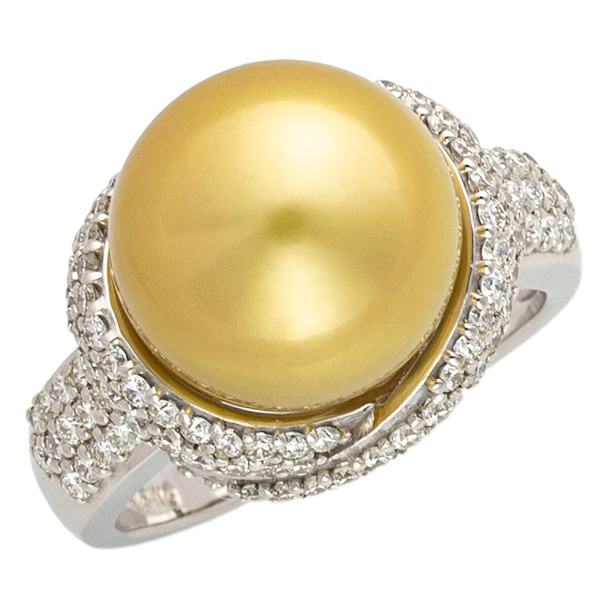 0.78克拉鑽石 11.0公厘 - 12.0公厘 南海金珍珠戒指