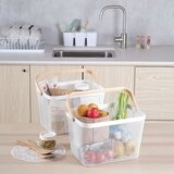 鐵網置物收納籃 木頭手把 2件組 白