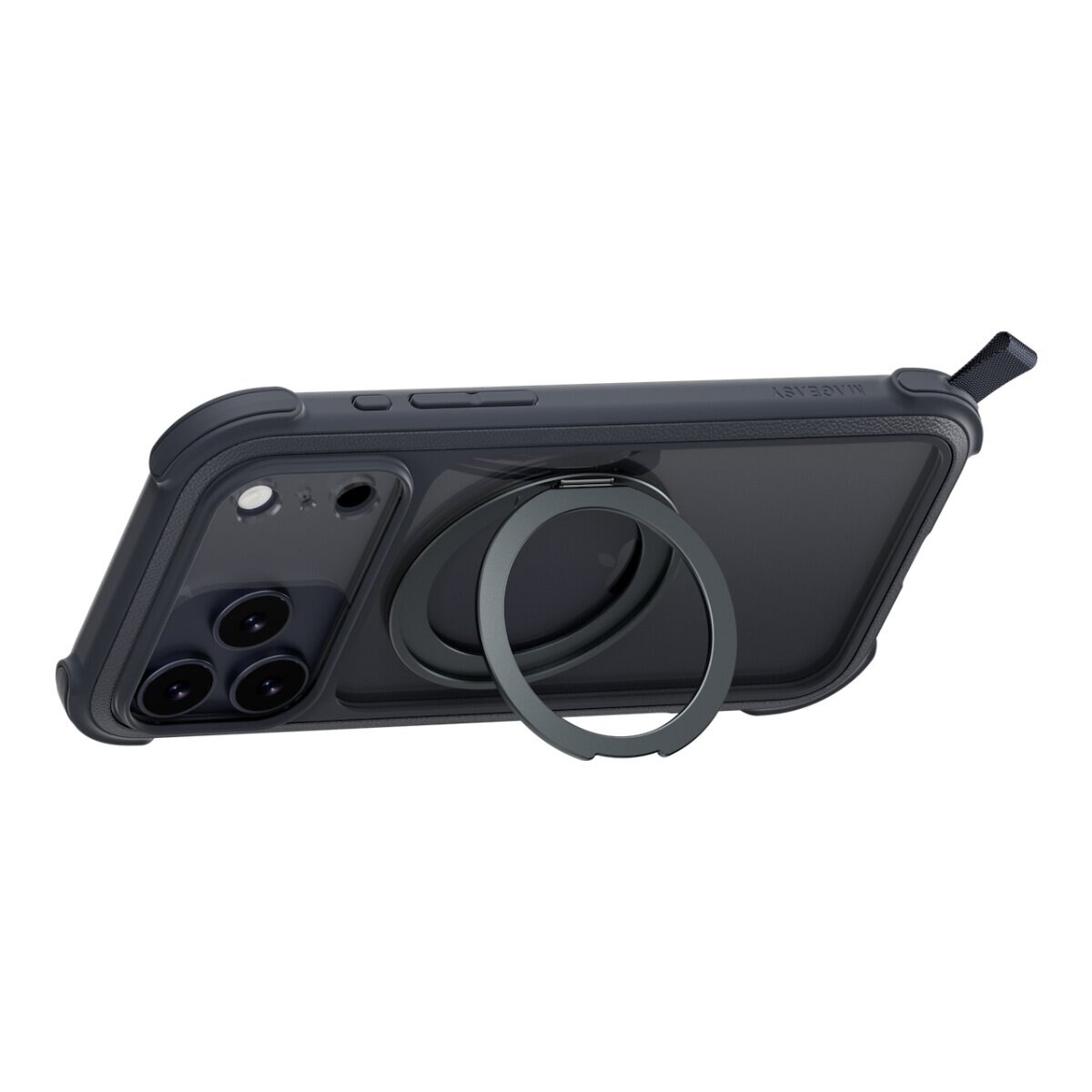 MAGEASY Odyssey Stand M 超軍規防摔磁吸支架手機殼 iPhone 17 Pro Max(皮革午夜) + 鏡頭保護貼Lenz 鈦合金(迷霧鈦) + Vetro 9H 鋼化玻璃保護膜