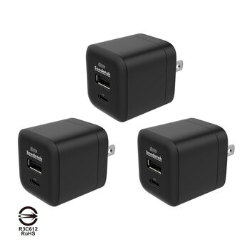 Soodatek 25W 雙孔USB高速充電器 3入 黑 SHC1U1-PC25BL