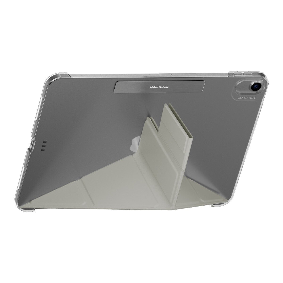 MAGEASY Facet 全方位支架透明背蓋保護套 適用於 2024 iPad Air 11吋 2025 M3 / 2024 M2 星光灰