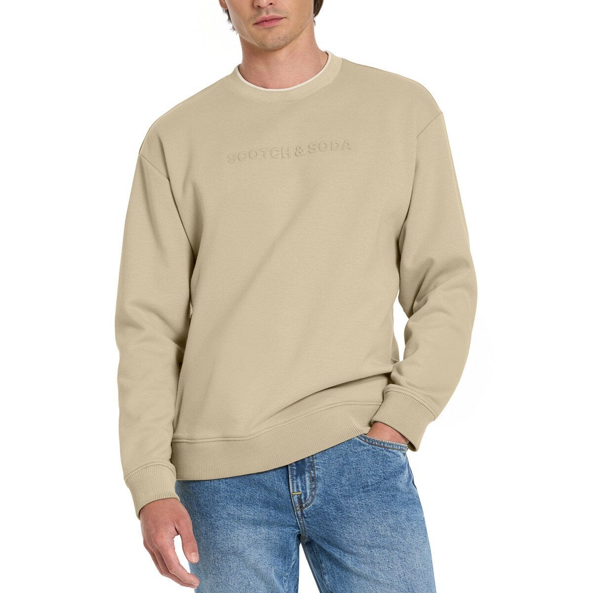 Scotch & Soda 男刷毛長袖上衣 米