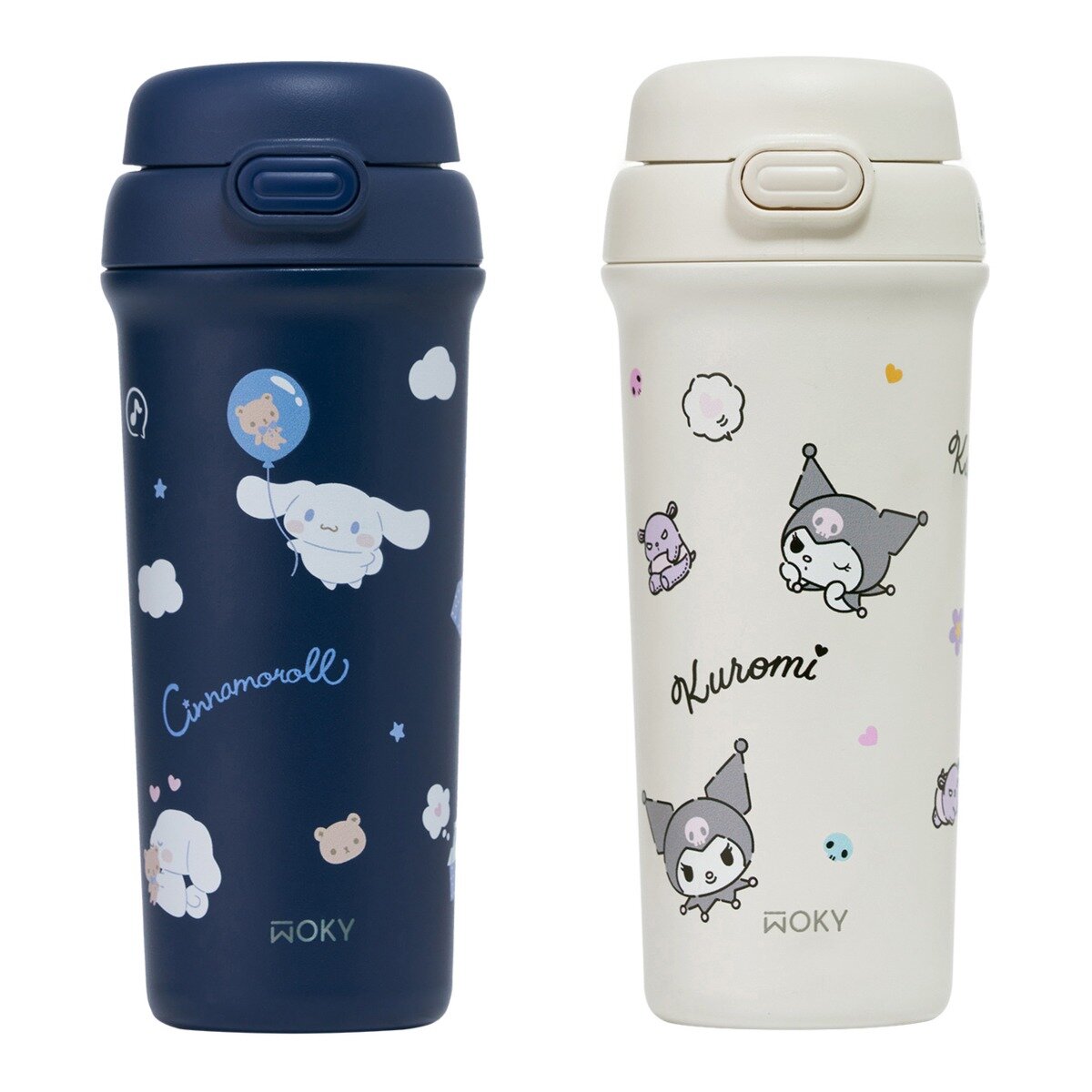 WOKY 沃廚 X 三麗鷗 All-P 輕芯鈦瓷雙飲保冷保溫瓶 500毫升 X 2件組 大耳狗 雲上小憩 + 酷洛米 今天不理你