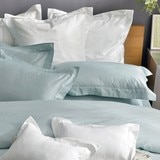 La Belle 雙人特大300織純棉刺繡被套床包 4件組 180公分 X 210公分 寧靜藍