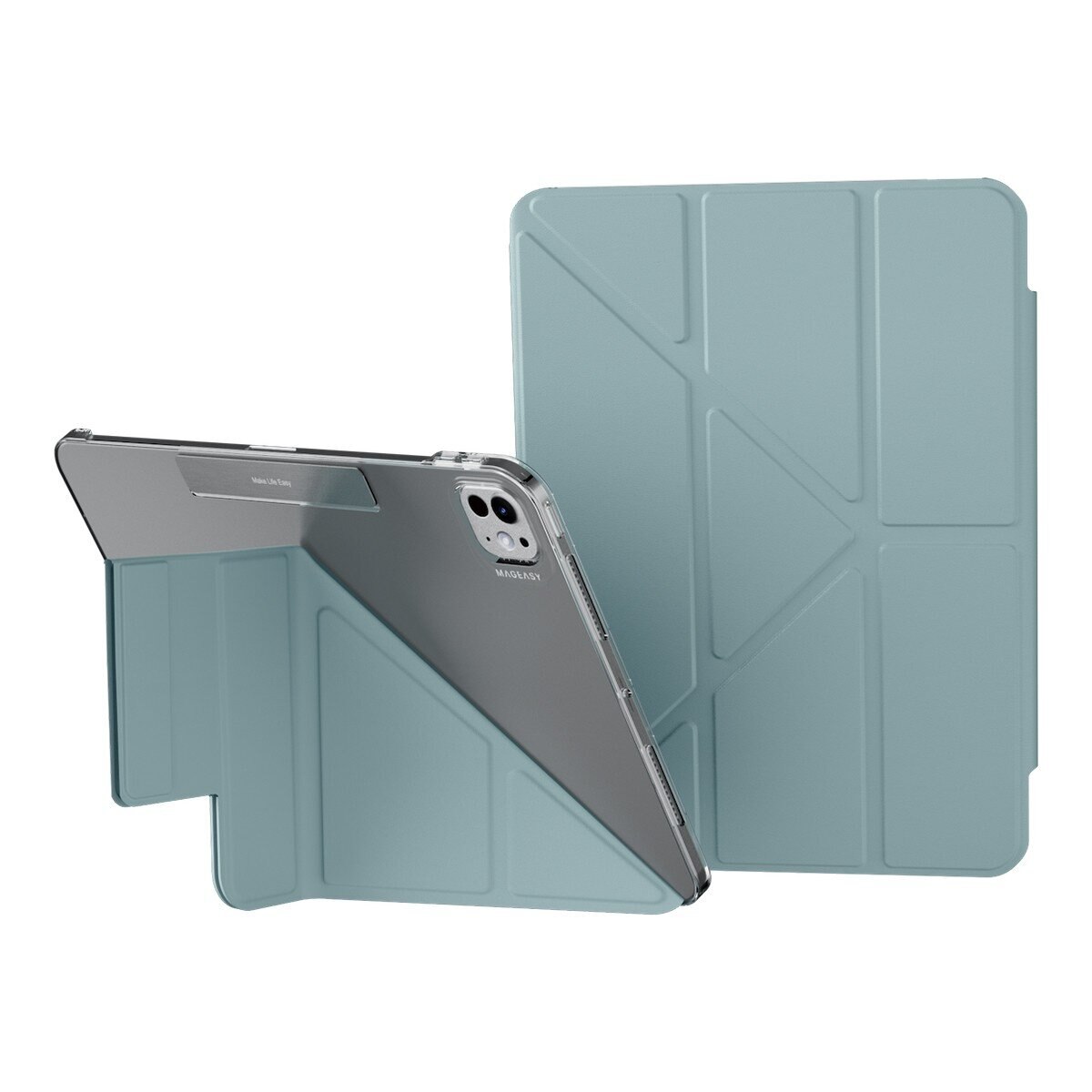 MAGEASY Facet 全方位支架透明背蓋保護套 2024 iPad Pro 11吋 寧靜藍