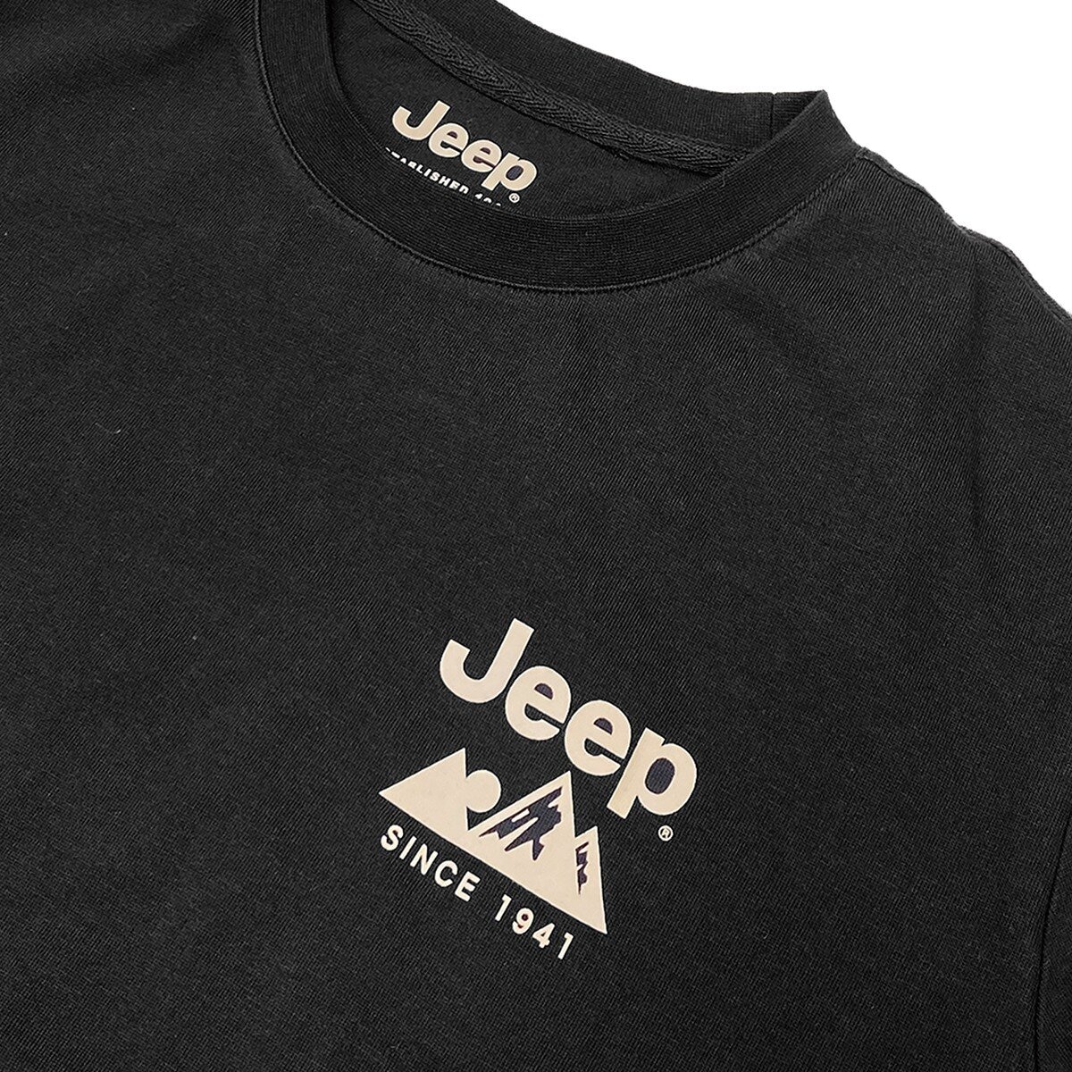 Jeep 男短袖純棉圖案T恤 黑 L