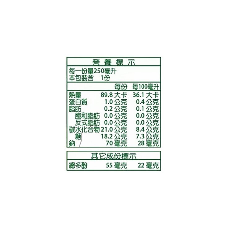 嘉紛娜 100% 橙香多酚蔬果汁 250毫升 X 24入