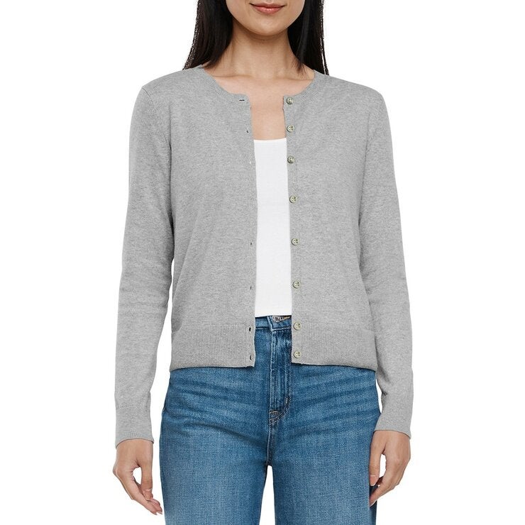 GAP 女圓領長袖開襟衫 灰 GAP 女圓領長袖開襟衫 灰