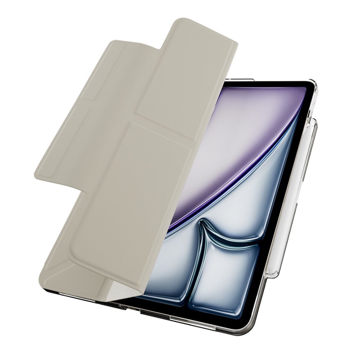 MAGEASY Facet 全方位支架透明背蓋保護套 (筆槽款) 適用於 2025 / M3 - 2024/ M2 iPad Air 13吋 & 2022 - 2020 iPad Pro 12.9吋 星光白