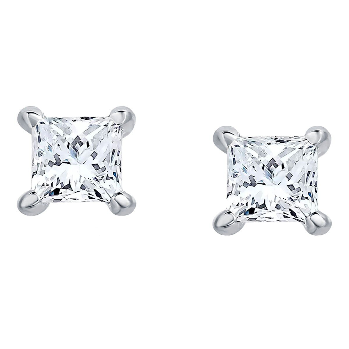 0.5克拉 18K白K金 公主方形鑽石耳環 VS2/I 0.5克拉 18K白K金 公主方形鑽石耳環 VS2/I