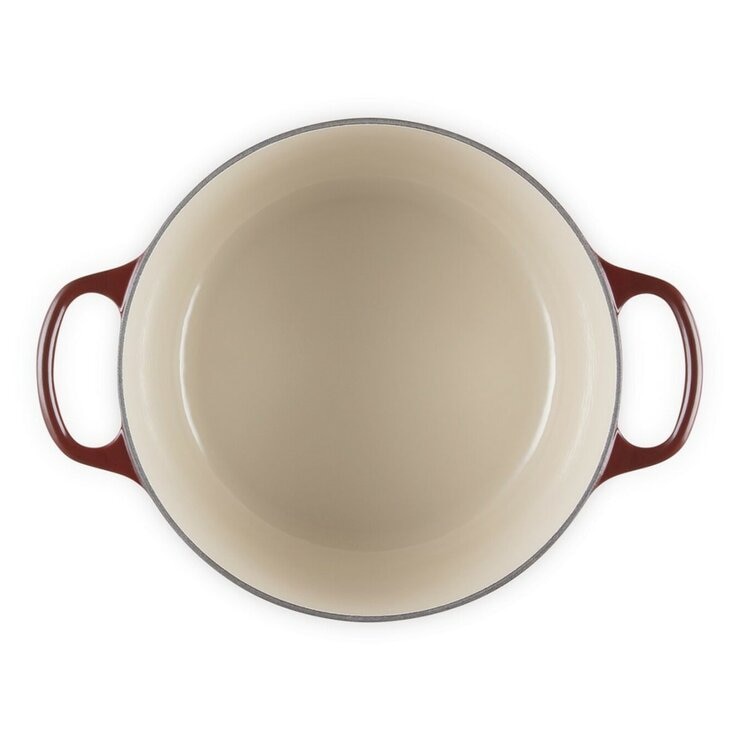 Le Creuset 雙耳圓形鑄鐵深圓鍋 含鋼頭鍋蓋 24公分 醇酒紅