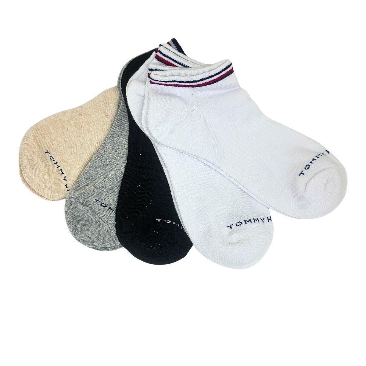 Tommy Hilfiger 女踝襪 5入組 白+白+黑+灰+米