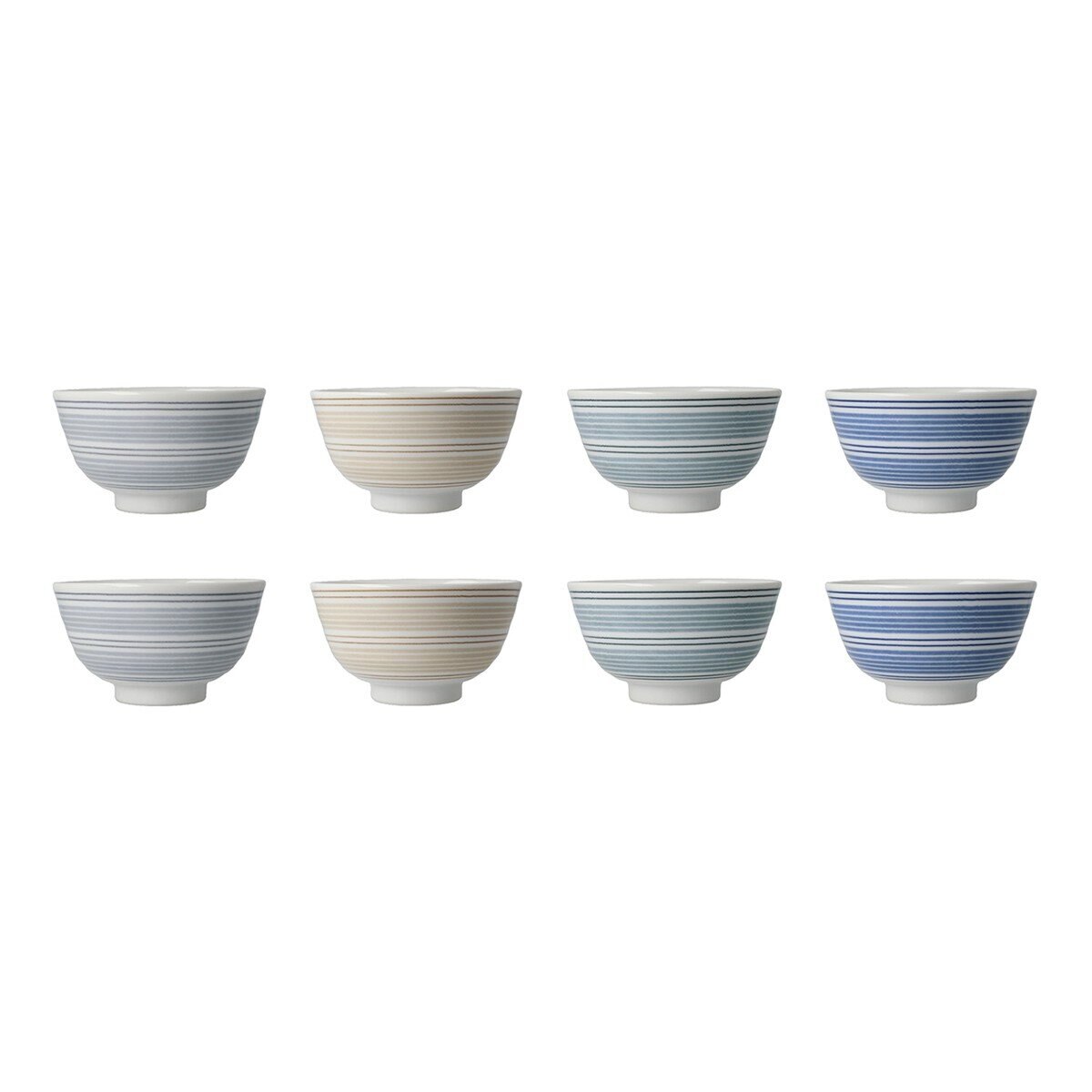 Minoyaki 日本製美濃燒飯碗 8件組 線條 Minoyaki 日本製美濃燒飯碗 8件組 線條