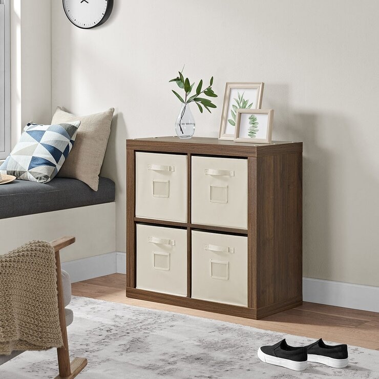 Bayside Furnishings 四格櫃2入 附8個儲物籃 79公分